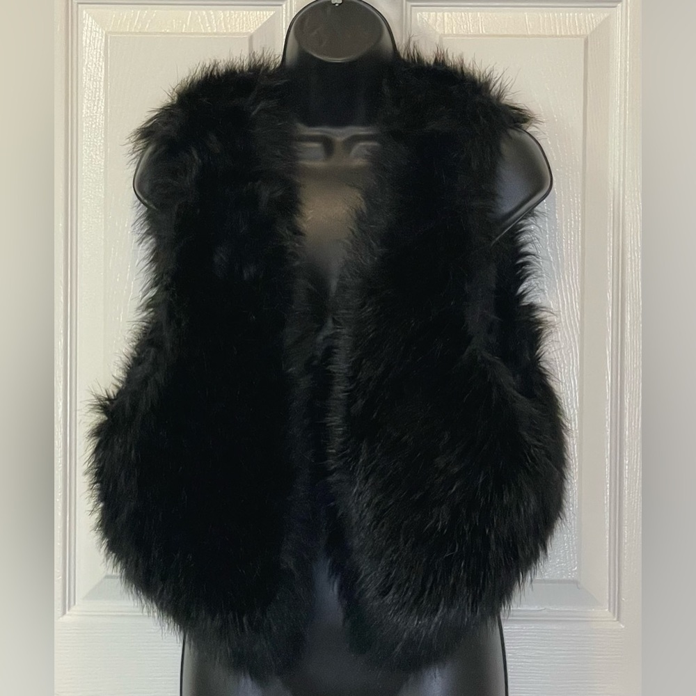 Black Faux Fur Vest Size Small